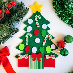 Green Mini Felt Christmas Tree | Toddler Tree Decoration Kit | Montessori Felt Tree Toy