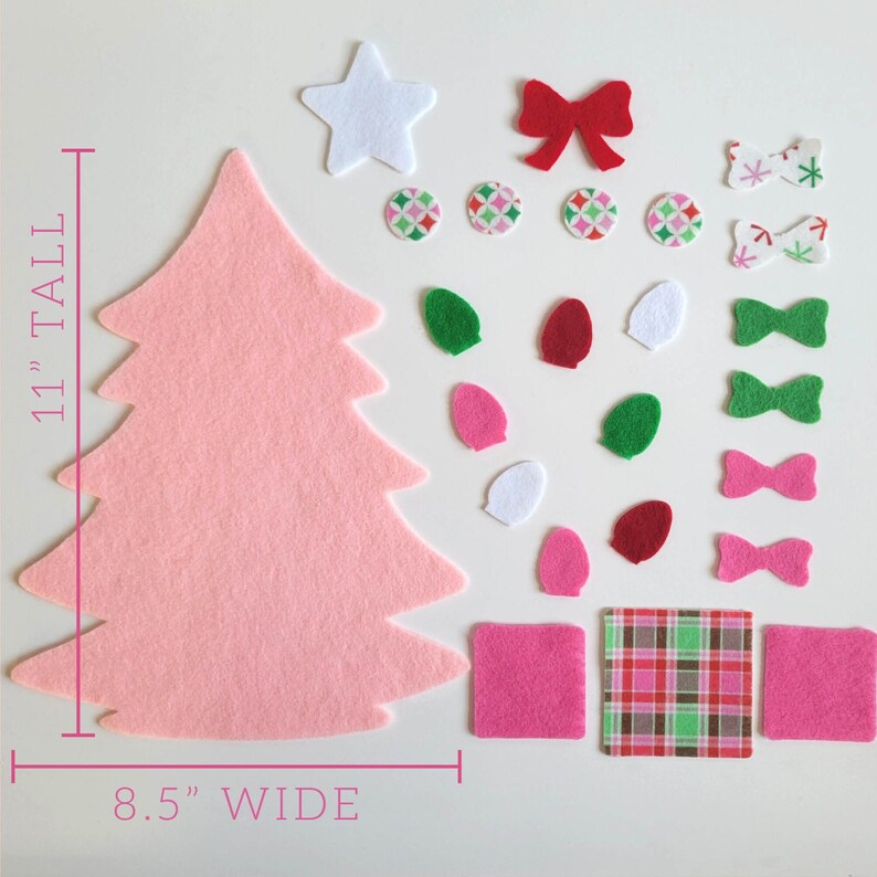 Pink Mini Felt Christmas Tree Toddler Tree Decoration Kit Montessori