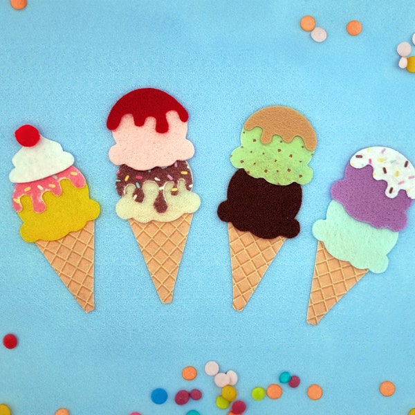 Ice Cream Felt Cut Outs | Ice Cream Shop Imagination Play | Montessori Ice Cream Set