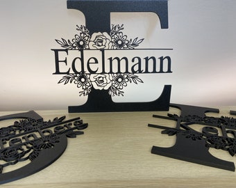 Personalisiertes Familienschild | Monogramm | Benutzerdefiniertes Namensschild | Wanddeko | Aussendeko | Innendekoration