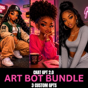May include: A digital art bundle featuring three distinct character illustrations. The first shows a character in a varsity jacket and cap, the second a character in a pink sweatshirt with a mug labeled FOCUS PLAN GROW, and the third a character in a gray top.