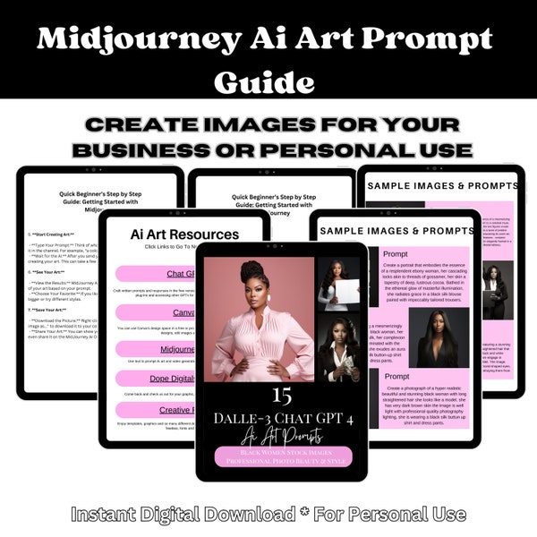 Midjourney AI Art Prompt Guide | V5 | Elevate Your Projects with Realistic Beauty Stock Images of Black Women, Ideal for Professional Use