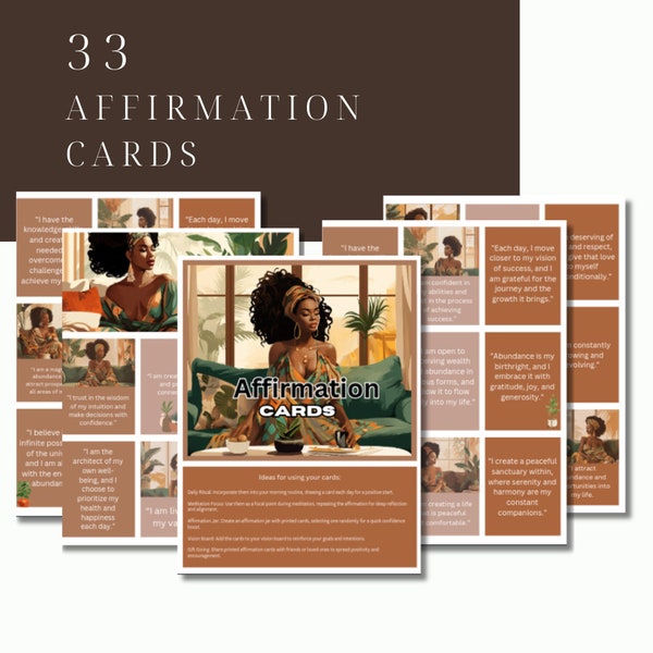 33 Printable Digital Affirmation Cards for Black Women