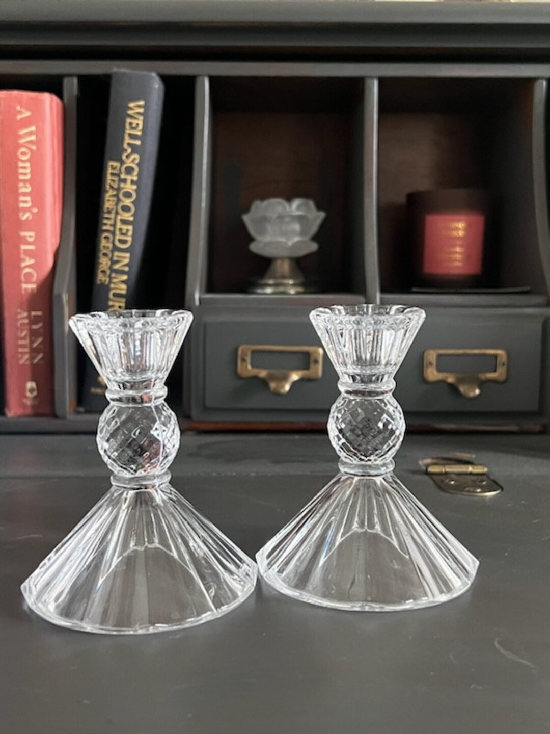 Vintage Crystal Candle Holders Etsy