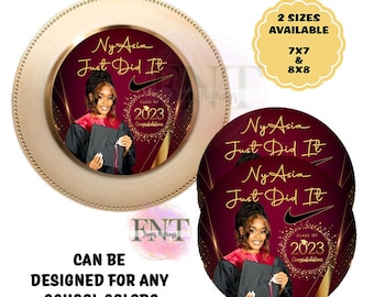 Custom Graduation Charger Plate Inserts: Any School, Photo Option (Digital or Printed)