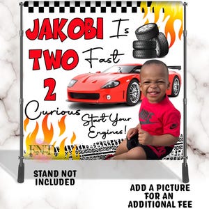 2 Fast 2 Curious Backdrop | 2 Year Old Birthday Banner | Birthday Party Backdrop | 2 Fast 2 Curious Display | Digital | Printed | Shipped
