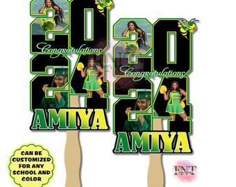Custom 2024 Graduation Hand Fan: Any School, Any Color