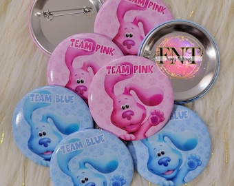 Gender Reveal Buttons | Baby Gender Reveal | Blue Puppy Gender Reveal | Do You Have A Clue | Printed | Shipped | Pinback Button