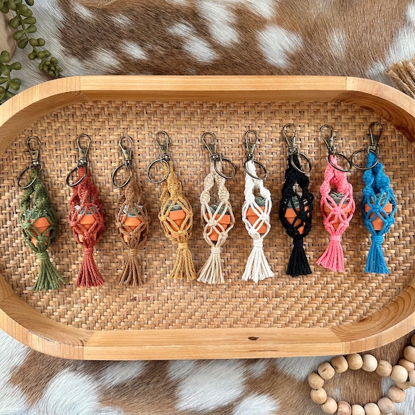 Mini Macrame Plant Hanger Keychain