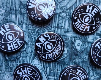 Pronomen / Neopronomen Augenbuttons 32mm