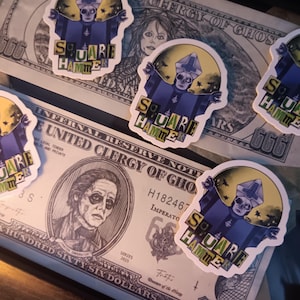 Ghost square hammer / Papa Emeritus III / Terzo  matt sticker 5 x 4.5 cm