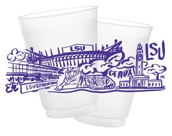 Tigers Full Wrap Design 16 ounce Frosted Shatterproof Reusable Cups