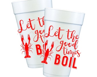 Crawfish Season Foam Party Cups,  20 oz printed Styrofoam cup Set of 10