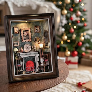 DIY Fireplace Book Nook Kit – DIY 3D Wooden Puzzle Bookshelf Insert | Cozy Dollhouse Bookend & Photo Frame Ornament for Home Decor