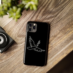 Minimalistische friedliche Taube Handyhülle, Slim Handyhülle, Geschenke für sie, Naturliebhaber Accessoire, spirituelle Handyhülle, umweltfreundlich