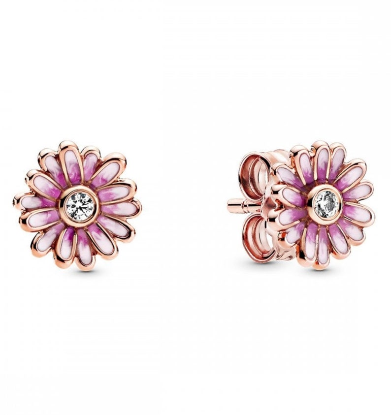 Genuine Authentic Pandora Rose Gold Pink Daisy Flower Stud Earrings ...