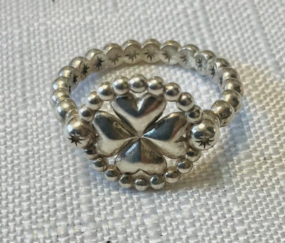 Vintage Sterling Silver Pandora Style Four Heart … - image 2