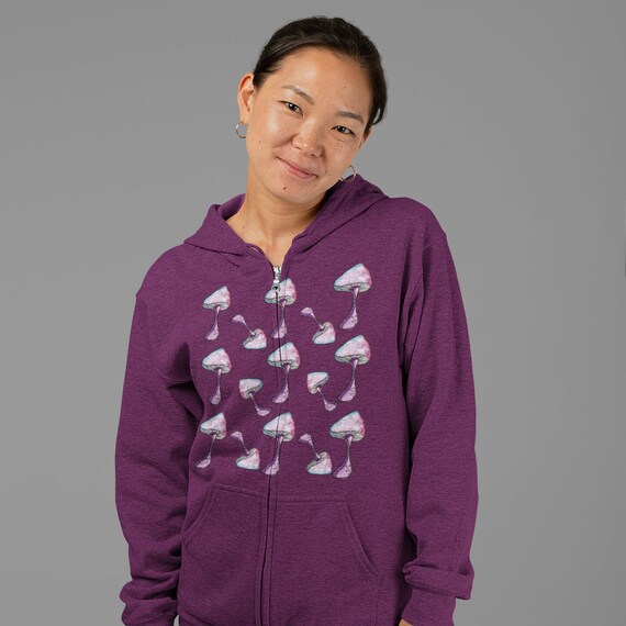 Trippy Purple Watercolor MUSHROOM Unisex Full Zip Hoodie Mushroom Trend Etsy
