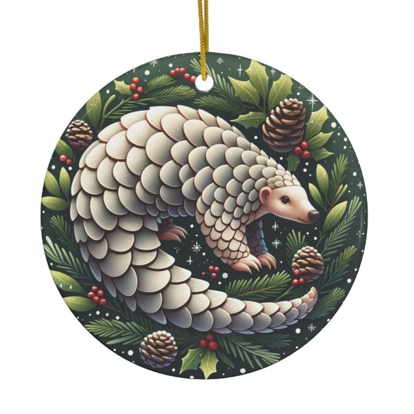 Pangolin Winter Delight Ornament | Unique Ceramic Holiday Decoration