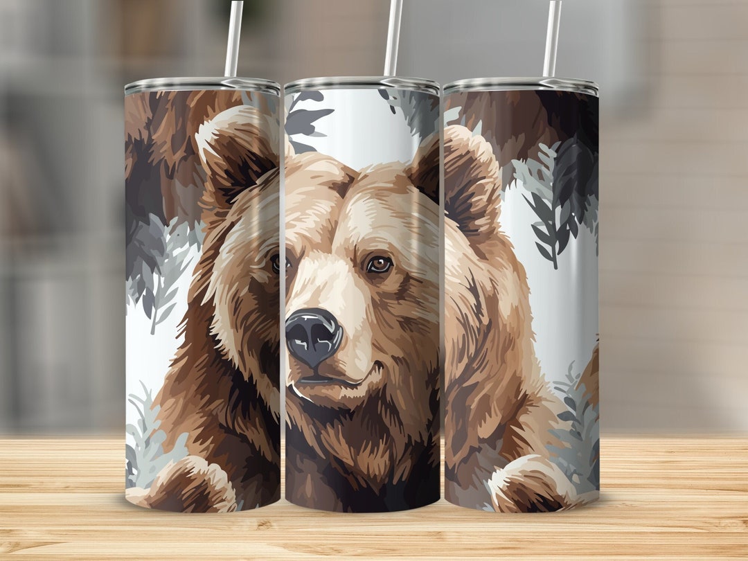 Grizzly Bear 20 Oz Tumbler With Lid Travel Cup With Straw Personalized ...