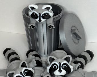 Articulated fidget animals with trash can