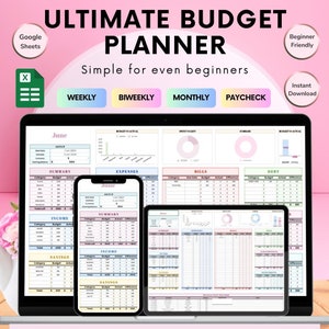 Budgetplanner Google-spreadsheet Maandbudget Spreadsheet Salaris Budgetsjabloon Eenvoudige wekelijkse financiële planner Beginner, tweewekelijks budgetteren