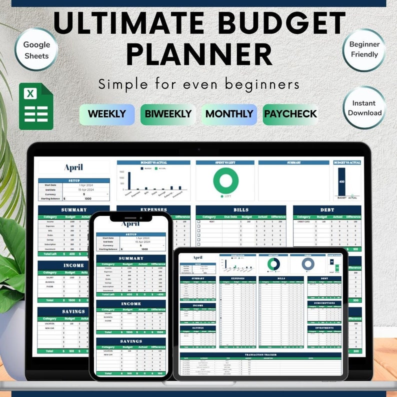 Google Sheets Budget Planner: Monthly Expense Tracker (digital Download ...