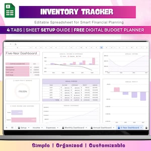 Inventory Tracker & Management for Small Business | Product and Materials Inventory Template | Reseller Spreadsheet , Inventory Log List