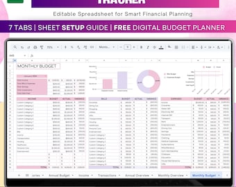 Expense Tracker Google Spreadsheet, Expenses Tracker Sheet, Spending Tracker, Personal Finances Planner, Digital Savings Template