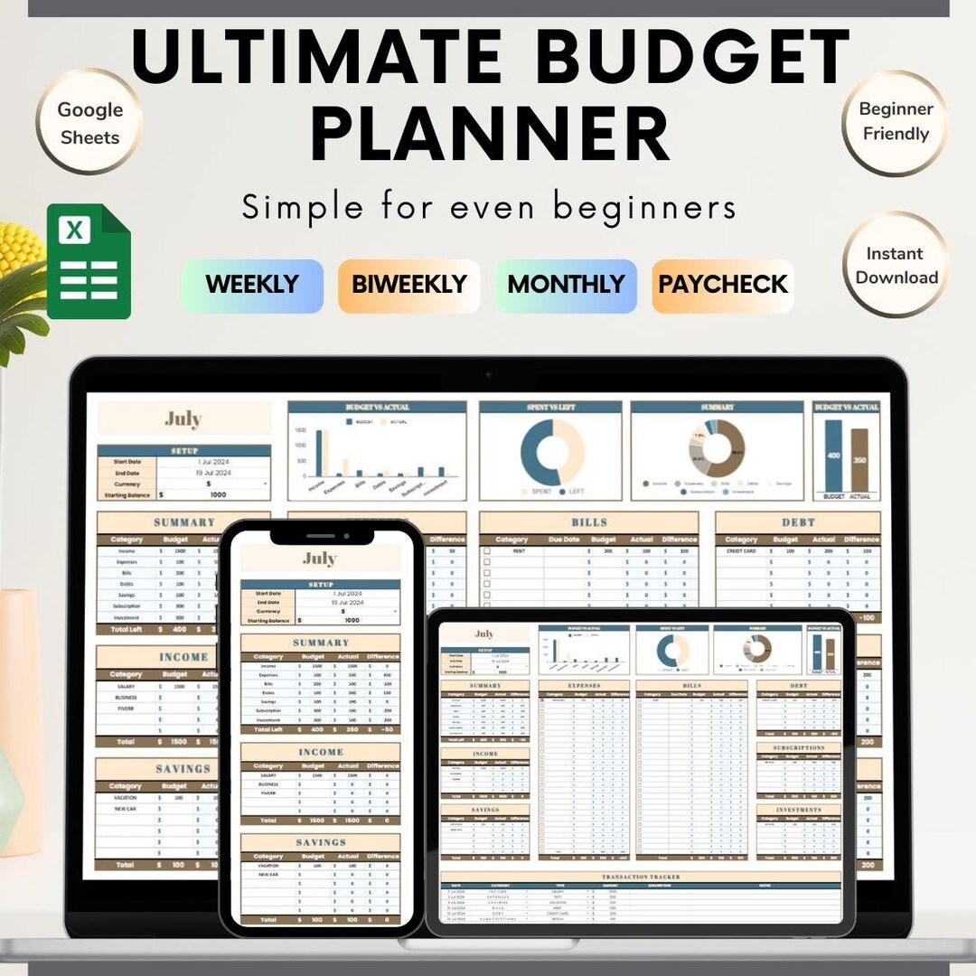 Google Sheets Budget Planner: Monthly Expense Tracker (digital Download ...