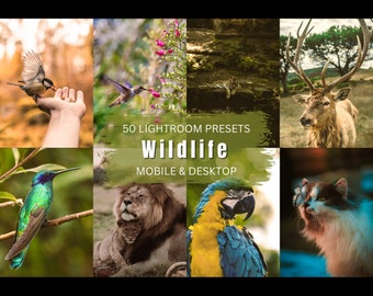 50 Predefinições do Lightroom para Fotografia de Animais Selvagens, Filtros para Fotografia de Animais (Dispositivos Móveis e Computadores)