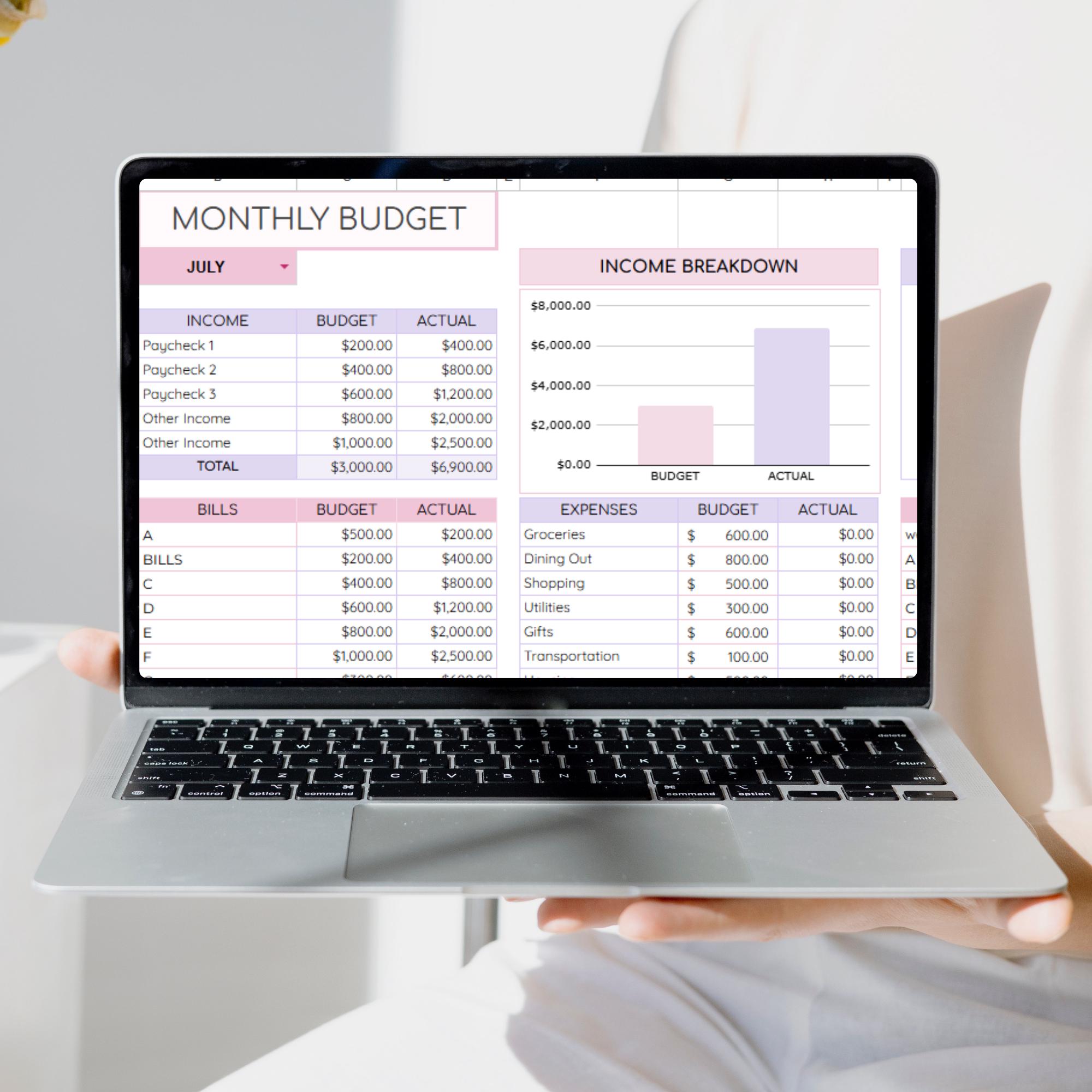 Monthly Budget Planner Google Sheet: Simple Financial Spreadsheet ...