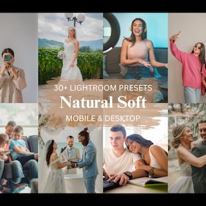 30 Natural Presets, Mobile Lightroom Presets Bundle, Bright Airy Presets, Neutral Preset, Mobile Preset, Desktop Preset, Clean white soft