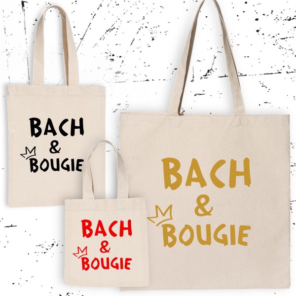 Bach & Bougie Canvas Make Up Toiletry Bag, Bachelorette Weekend Beige Canvas Tote Bags, Bach and Bougie Bridal Party Girl Trip Gift Swag Bag