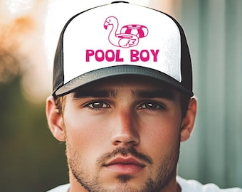 Pool Boy Trucker Hat: Summer Party Foam Mesh-Back Baseball Cap