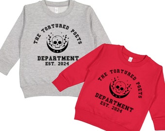 The Tortured Poets Department Est. 2024 Crewneck Pullover Fleece Sweatshirt, Taylor Swift New Album Unisex Fleece Sweater for Kids & Adults