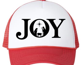 Joy Nativity Trucker Cap, Christmas Mesh Hat
