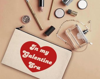 Galentine's Day Canvas Makeup Bag: 'In My Galentine Era' Heart