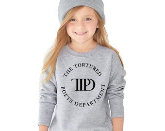 The Tortured Poets Deptartment Taylor Swift Unisex Crewneck Pullover Sweatshirt, TTPD Tortured Poets Dept Fleece Sweater for Kids or Adults