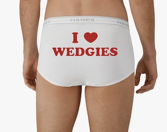 I Heart Wedgies Men's Briefs – Funny Gag Gift Underwear Tighty Whities