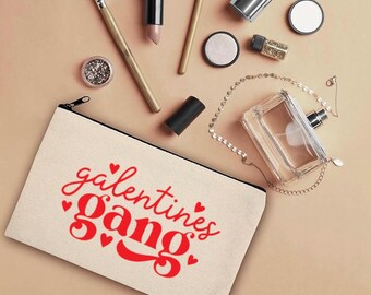 Galentine's Gang Cotton Canvas Cosmetic Bag, Valentine's Day Gift