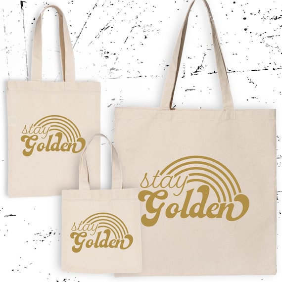 Golden Birthday Party Favor Bags: Beige Canvas Tote or Zip Pouch 