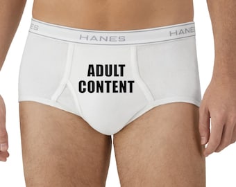 Adult Content Men’s Tighty Whities Briefs – Bold Funny Cheeky Party Novelty Underwear Gift