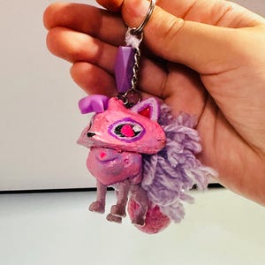 Animal Jam arctic fox keychain - handmade nostalgic gamer gift - cute fan art accessory for animal jam fans