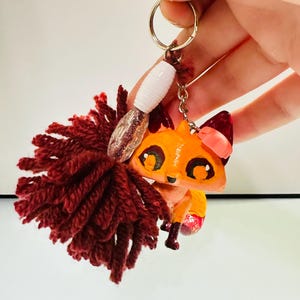 Animal Jam fox keychain - handmade nostalgic gamer gift - cute fan art accessory for animal jam fans