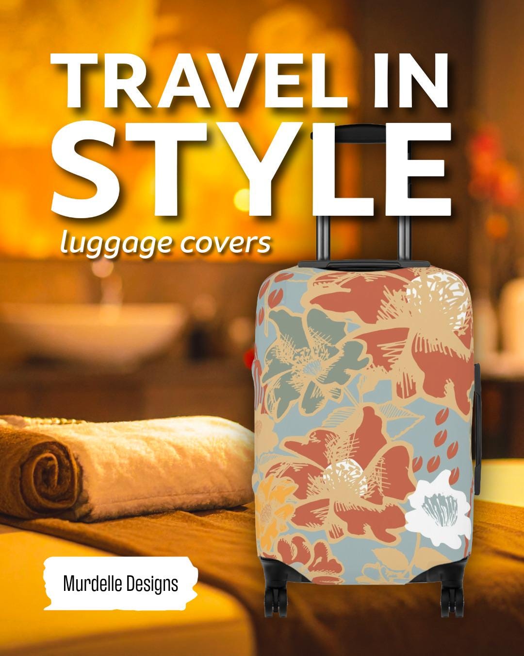 Luggage Cover Pattern Luggage Cover | Modern Floral Pattern | Travel Accessory | Available in ...