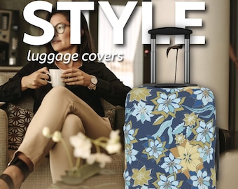 Funda para equipaje / Estampado floral orgánico / Accesorio de viaje / 3 tamaños