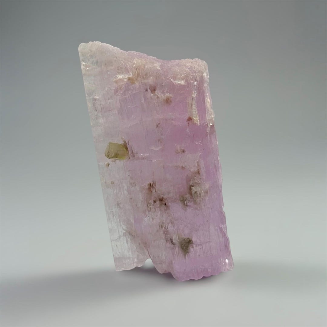 197 Grams of Tourmaline on Natural Pink Kunzite Crystal From Mawi ...