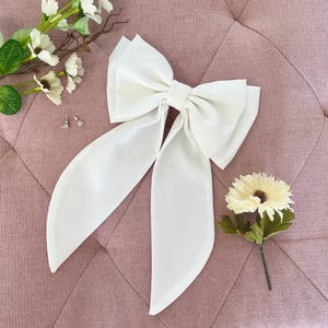 Ivory Satin Hair Bow
