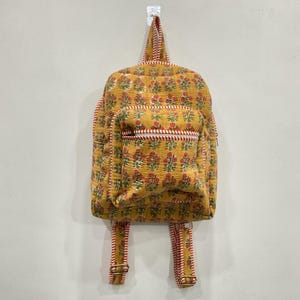 Hand Block Print Backpack: Cotton Pittu Bag